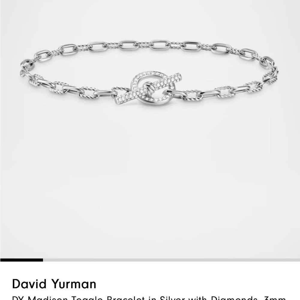 David Yurman Madison 3mm Silver Diamond-Accented Toggle Link Bracelet